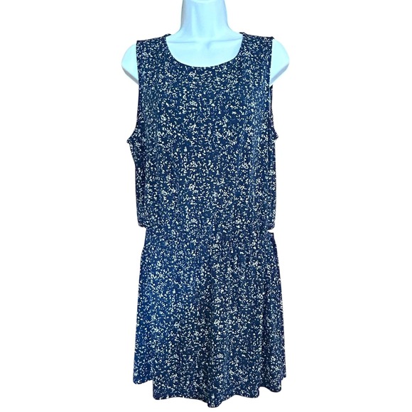 Mango Pants - Mango Basics Knit Romper Women's Size M Navy Blue Open Back Summer Shorts